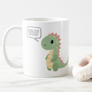 Mug Firefly Quote "Curse your sudden but inevitable betrayal" Hoban "Wash" Washburne Dinosaur Coffee Mug White, 11 oz.