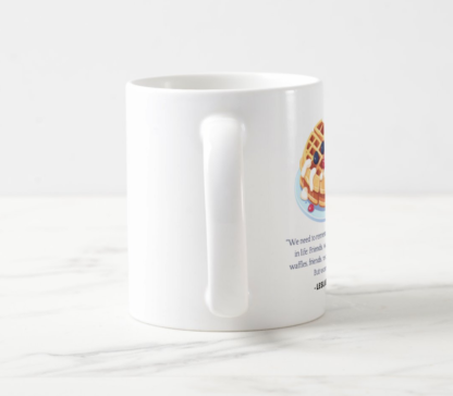 Leslie Knope "Waffles, Friends, Work" Parks and Recreation Quote Coffee Mug White, 11 oz.